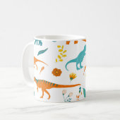 Mug Dinosaures stylisés, éléments floraux, mignons. (Devant gauche)