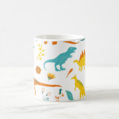 Mug Dinosaures stylisés, éléments floraux, mignons. (Centre)