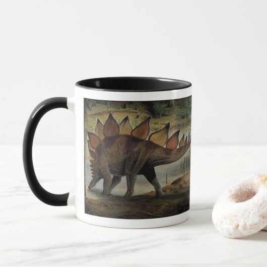 Mug Dinosaures Vintage, Stégosaure, Queue avec des poi (Avec donut)