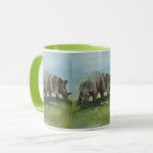 Mug Dinosaures vintages, Centrosaurus pâturage dans la (Devant gauche)
