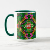 Mug d'intégrité verte du Motif Boho personnalisé (Gauche)