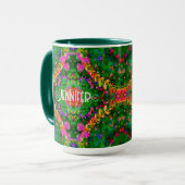 Mug d'intégrité verte du Motif Boho personnalisé (Devant gauche)
