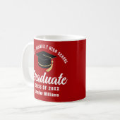 Mug Diplômé blanc rouge Personnalisé 2025 Graduation (Devant gauche)