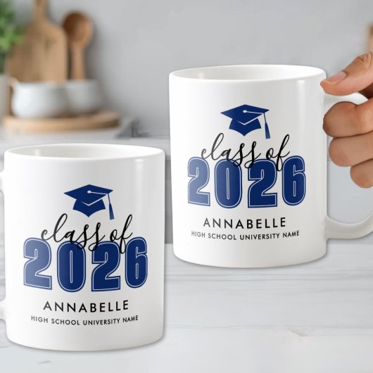 Mug Diplômé Bleu Personnalisé