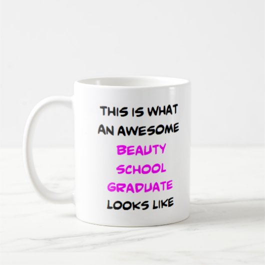 Mug diplômé de l'école de beauté, génial (Gauche)