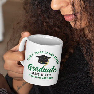 Mug Diplômé du lycée vert sur mesure 2023