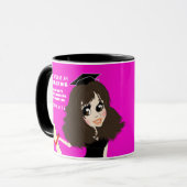 Mug DIPLÔMÉ en caricature Cadeau Yeux Brown cheveux (Devant gauche)