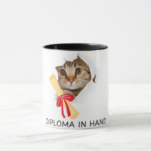 Mug Diplôme en Cat de fin d'année mou à main