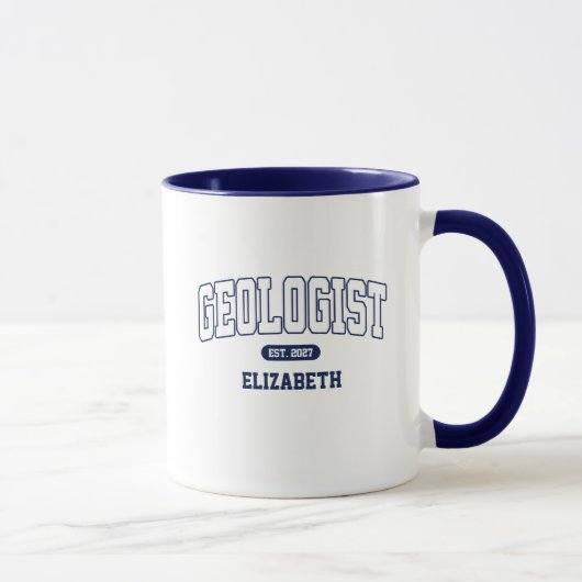 Mug Diplômé en géologie avec nom (Droite)