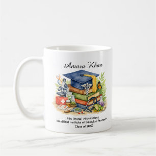 Mug Diplômé en Microbiologie Nom et Diplôme personnal