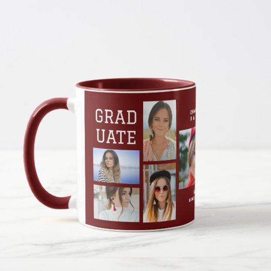 Mug Diplômé en multi-photo de script moderne (Gauche)