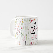 Mug Diplômé Fleur Sauvage Élégante 2025 (Devant gauche)