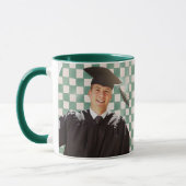 Mug Diplôme hommes photo personnalisée à carreaux vert (Gauche)