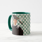 Mug Diplôme hommes photo personnalisée à carreaux vert (Devant gauche)