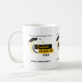Mug Diplômé Jaune Noir Blanc Classique (Gauche)