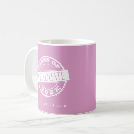 Mug Diplômé moderne Fille Rose (Devant gauche)