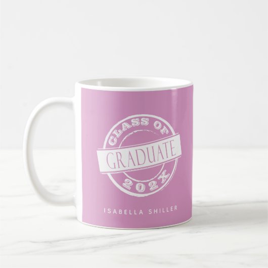 Mug Diplômé moderne Fille Rose (Gauche)