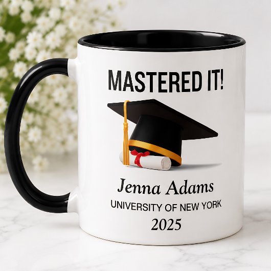 Mug Diplômé Personnalisé Maîtrisé Graduation