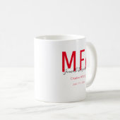 Mug Diplômé rouge noir Date Nom Degré MFA (Devant droit)