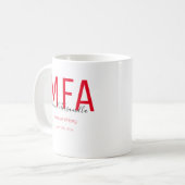 Mug Diplômé rouge noir Date Nom Degré MFA (Devant gauche)