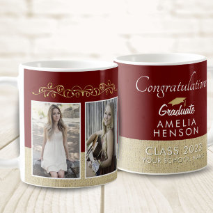 Mug Diplômé Rouge Rustique 2 Photo Remise des diplômes