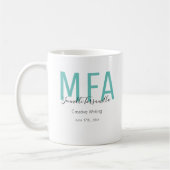 Mug Diplômé Turquoise Noir Nom de la date Degré MFA (Gauche)