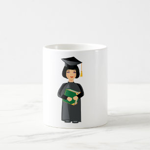 Mug Diplômée en Couvre-Chef et Toge Noirs