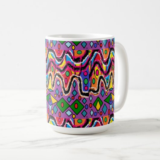 Mug Dippy Hippy style de peinture rétro (Devant droit)