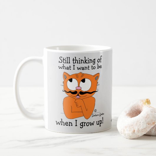 Mug Dire un chat moustache en caricature (Avec donut)
