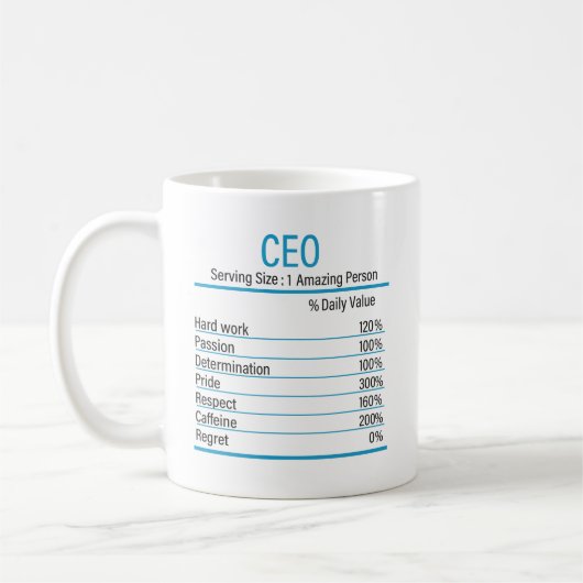 Mug Directeur général - Nutrition Facts, Nutrition Fac (Gauche)