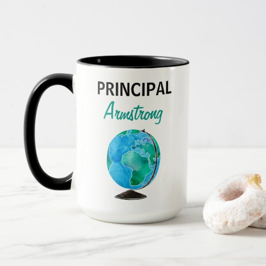 Mug Directeur personnalisé par globe d'aquarelle (Avec donut)