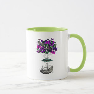 Mug Dirigeable 2 de papillon pourpre et vert