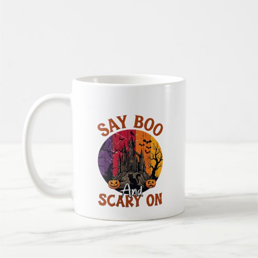 Mug Dis Boo Halloween effrayant Maison hantée Chat noi (Gauche)