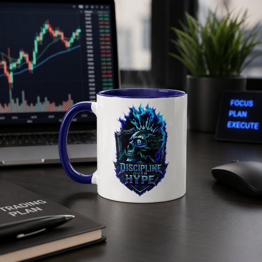 Mug Discipline sur Hype Blue Glow Bitcoin Crypto