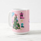 Mug Discothèque rose moderne Cowgirl Rodéo Arbre de No (Devant gauche)