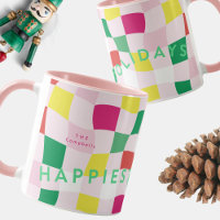 Discothèque rose moderne Tartan Plaid Christmas