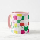 Mug Discothèque rose moderne Tartan Plaid Christmas (Devant gauche)