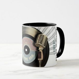 Mug Disque vinyle drôle du Roi Retro de karaoke