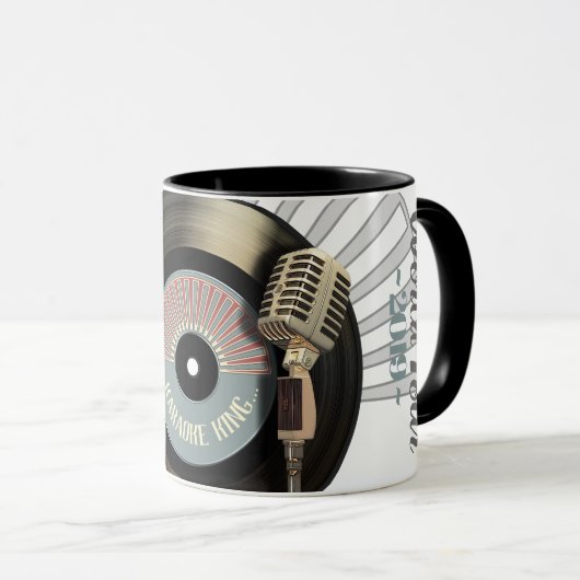 Mug Disque vinyle drôle du Roi Retro de karaoke (Devant droit)