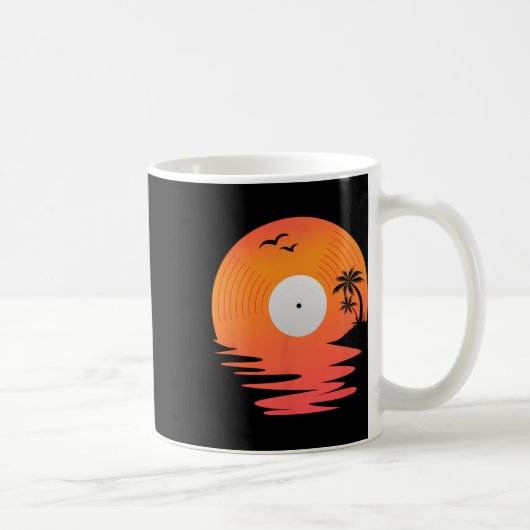 Mug Disque Vinyle Rétro Mer Plage Design Platines (Droite)