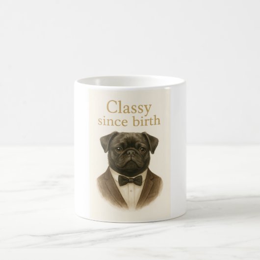 Mug Distingué Depuis Sa Naissance – Pug Noir (Centre)