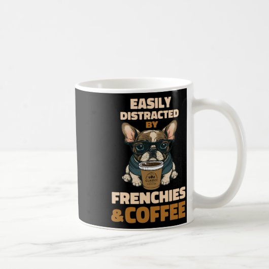 Mug Distrait Par Chiens Français Bulldog Frenchie Coff (Droite)