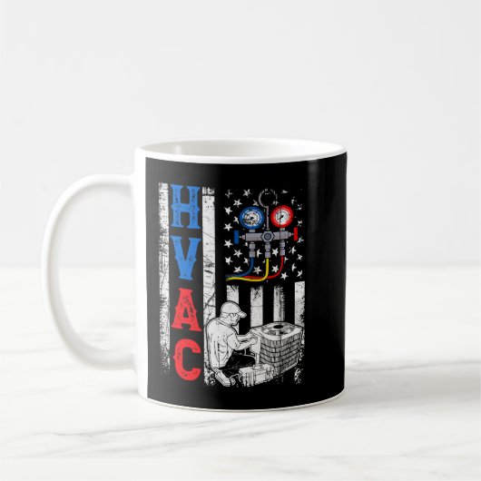 Mug Distressed Fiers USA HVAC Tech Drapeau américain H (Gauche)