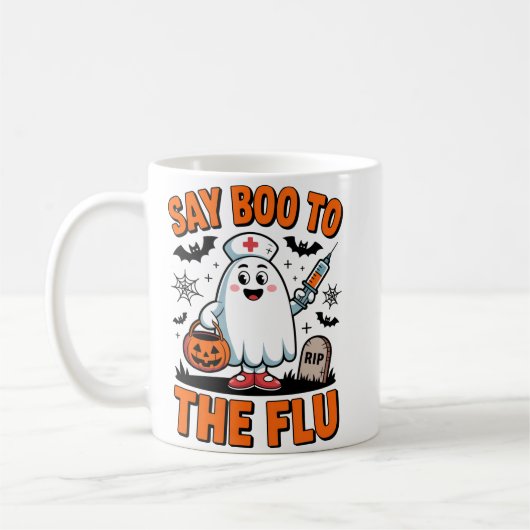 Mug Dites Boo à la grippe drôle d'Halloween infirmière (Gauche)