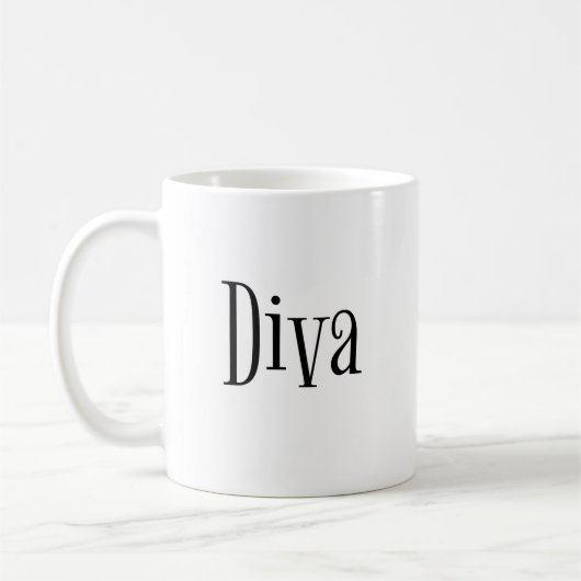 Mug Diva Drôle Whimsical Texte (Gauche)