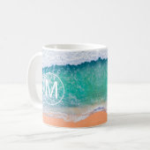 Mug DIY White Monogram in Circle, Beach Waves, Vs 2 (Devant gauche)