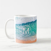 Mug DIY White Monogram in Circle, Beach Waves, Vs 2 (Gauche)