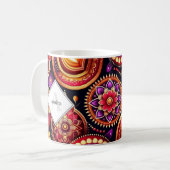 Mug Diyas et Rangoli Diwali rouges et violets personna (Devant gauche)