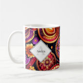 Mug Diyas et Rangoli Diwali rouges et violets personna (Gauche)