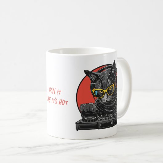 Mug DJ de chat cool (Devant droit)